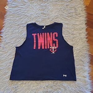 Under Armour heat‎ gear mn twins logo soft tank top size large